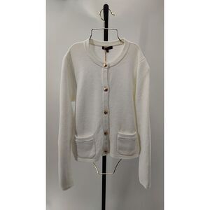 Quince Women 100% Organic Cotton Sweater Jacket White XS